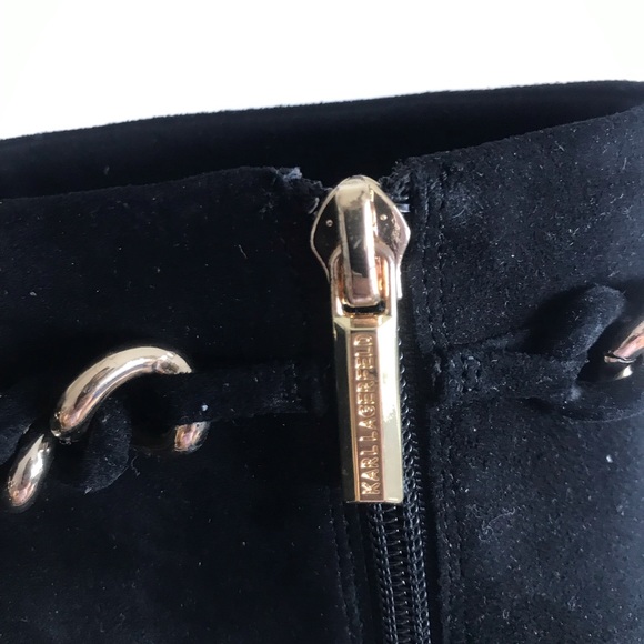 Boots Shoes heels - Karl Lagerfeld Black New Suede Boot, booties, shoes  NEW - Picture 6 of 8